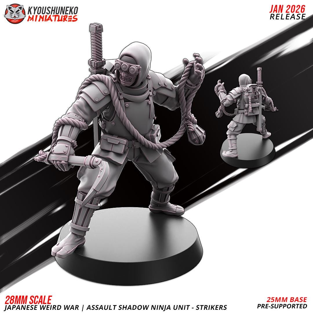 Weird War Japanese Assault Shadow Ninja Mele Unit (10 models) Various Scales SF Wargaming (US tariffs are pre-paid by us)