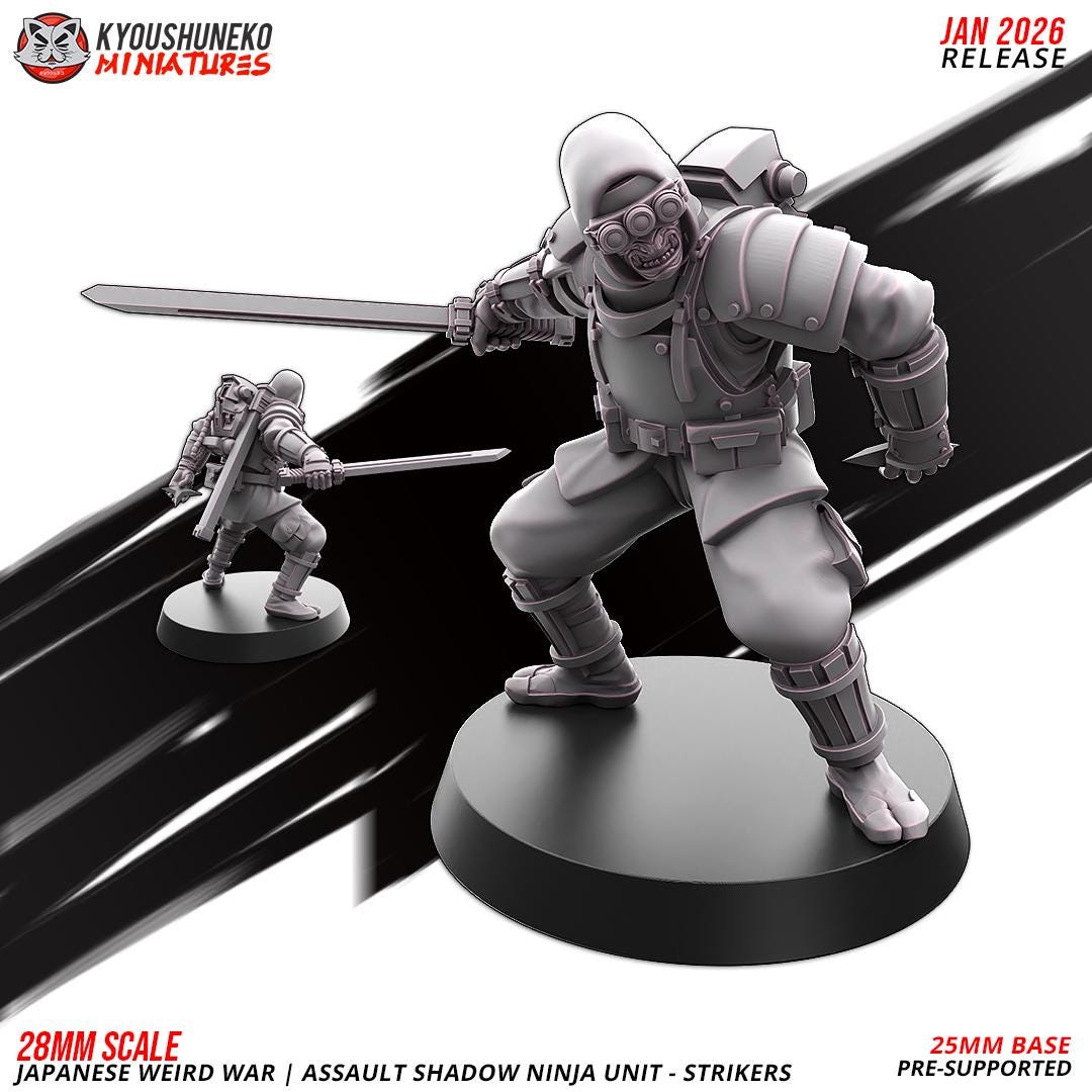 Weird War Japanese Assault Shadow Ninja Mele Unit (10 models) Various Scales SF Wargaming (US tariffs are pre-paid by us)