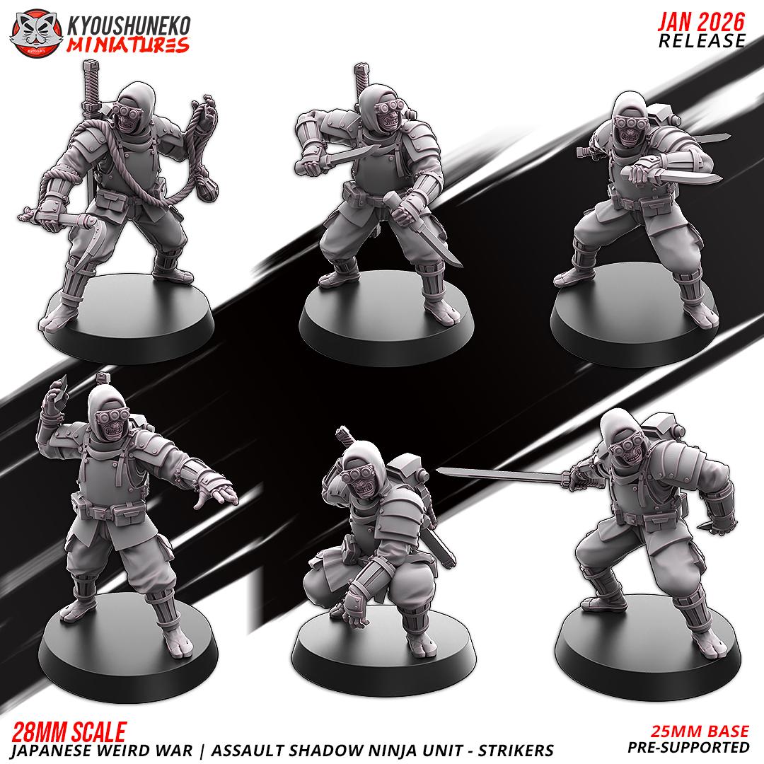 Weird War Japanese Assault Shadow Ninja Mele Unit (10 models) Various Scales SF Wargaming (US tariffs are pre-paid by us)