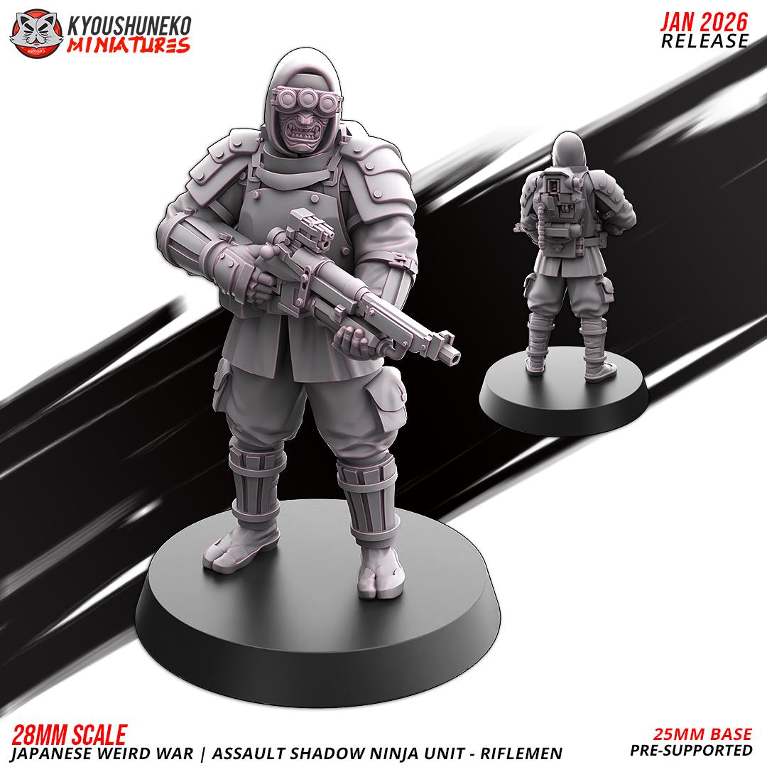 Weird War Japanese Assault Shadow Ninja Riflemen Unit (10 models) Various Scales SF Wargaming (US tariffs are pre-paid by us)