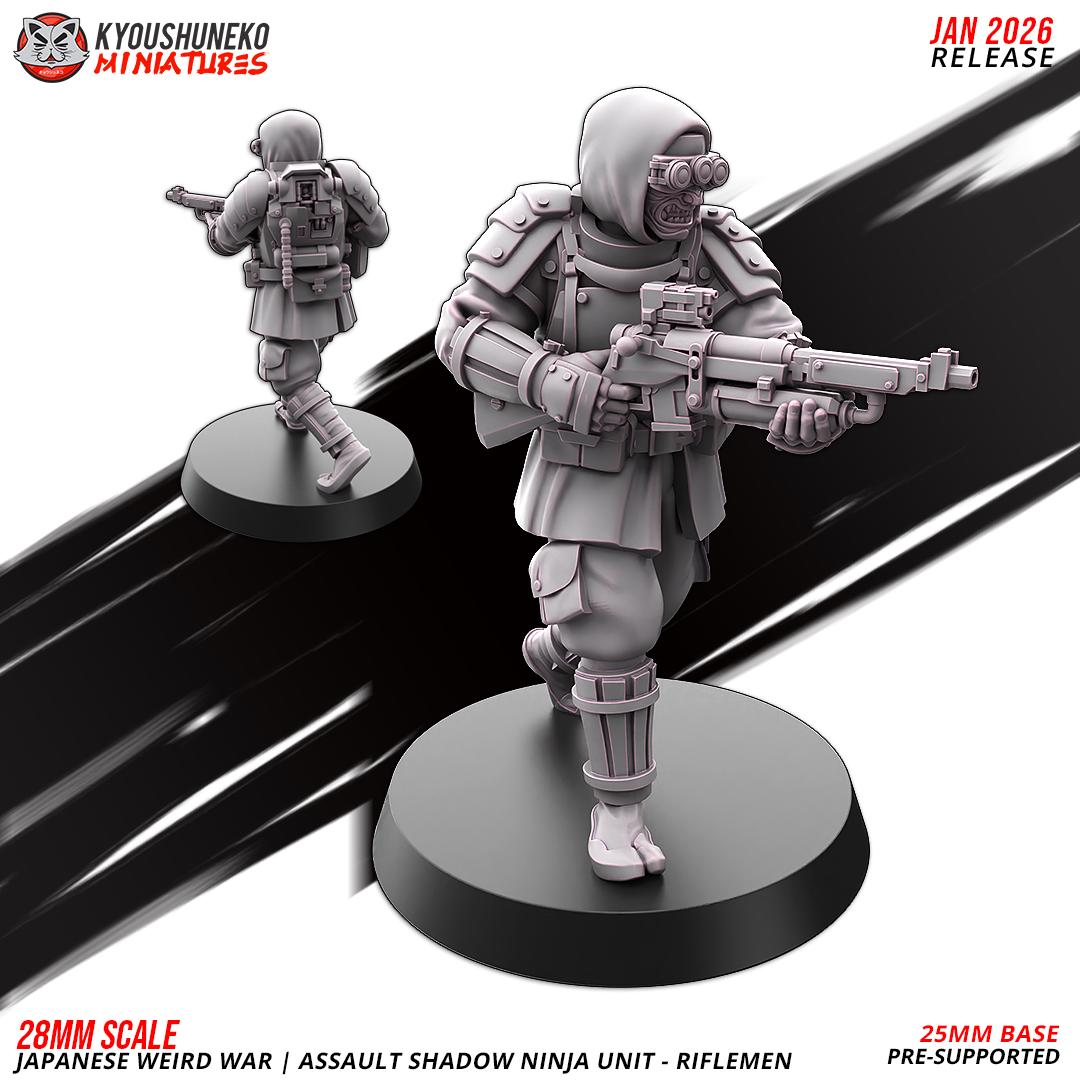 Weird War Japanese Assault Shadow Ninja Riflemen Unit (10 models) Various Scales SF Wargaming (US tariffs are pre-paid by us)