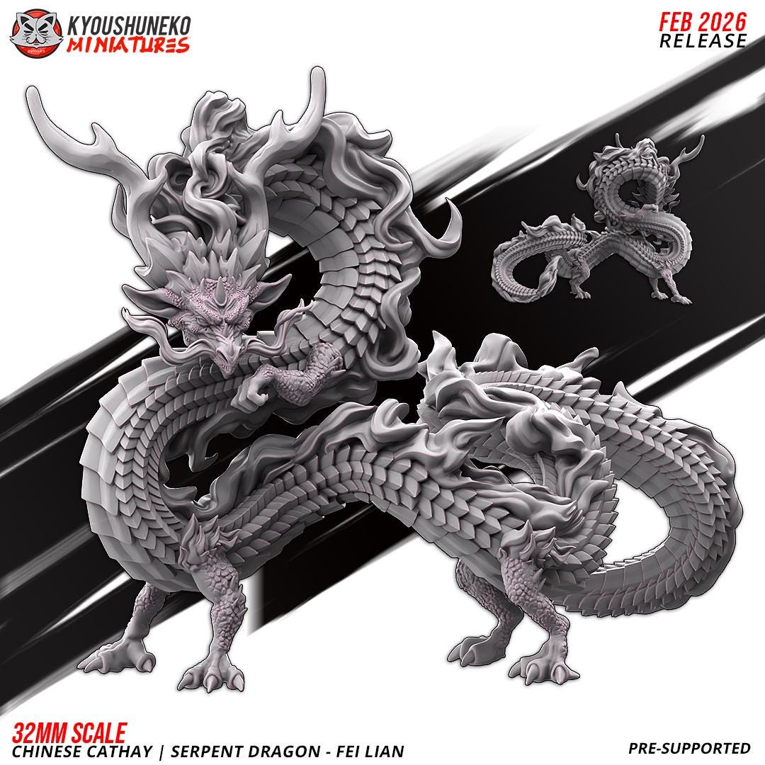 Ancient Chinese Cathay Serpent Dragon Fei Lian Various Scales Historical Wargaming (US tariffs are pre-paid by us)