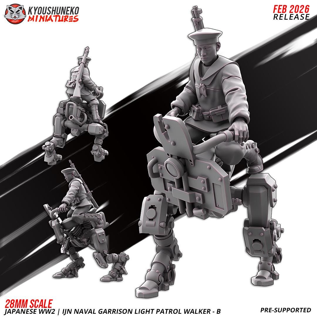 Weird War Japanese Navy Light Patrol Walker Set (2 Models) Various Scales Historical Wargaming (US tariffs are pre-paid by us)