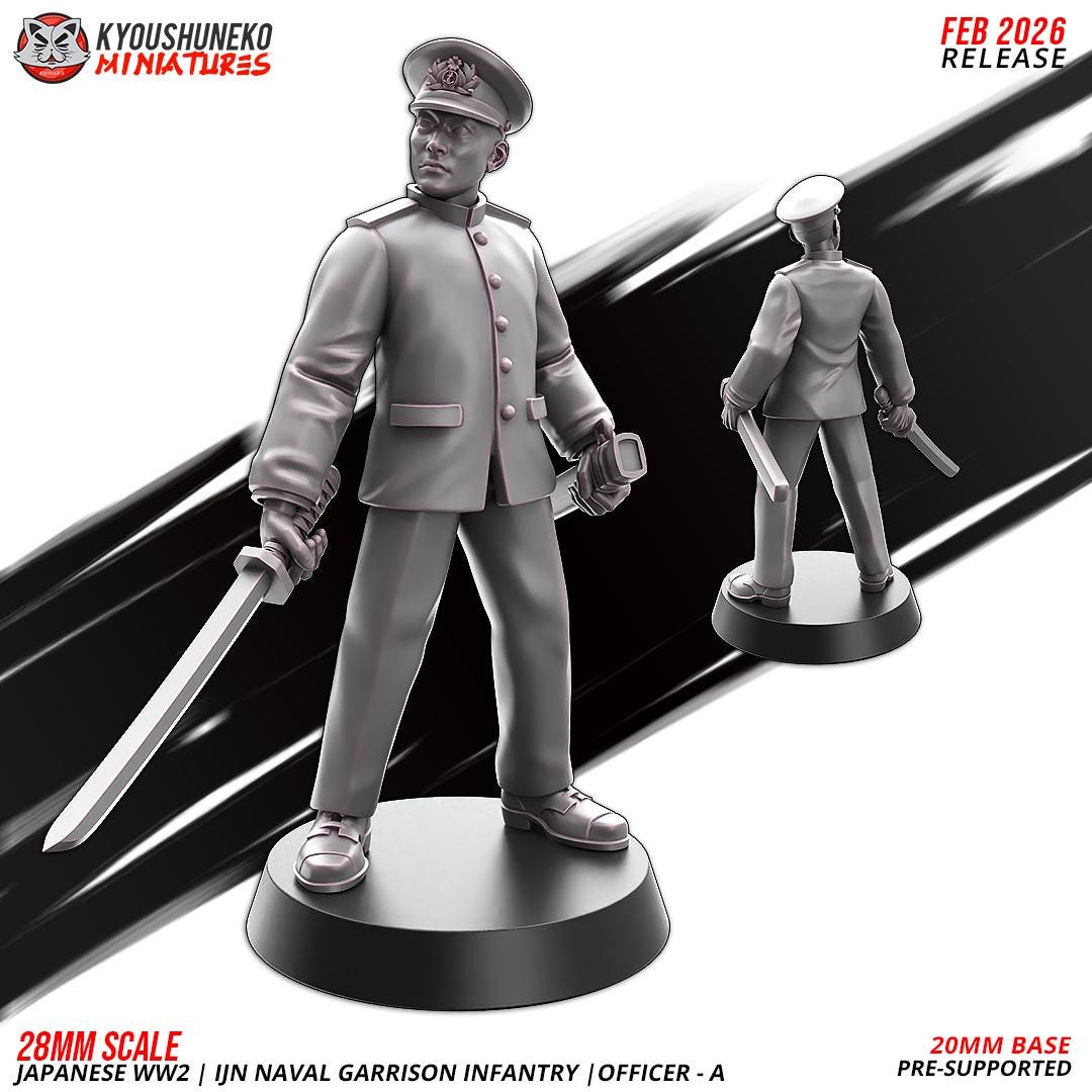WWII Japanese Navy Garrison Officers Set (2 Models) Various Scales Historical Wargaming (US tariffs are pre-paid by us)