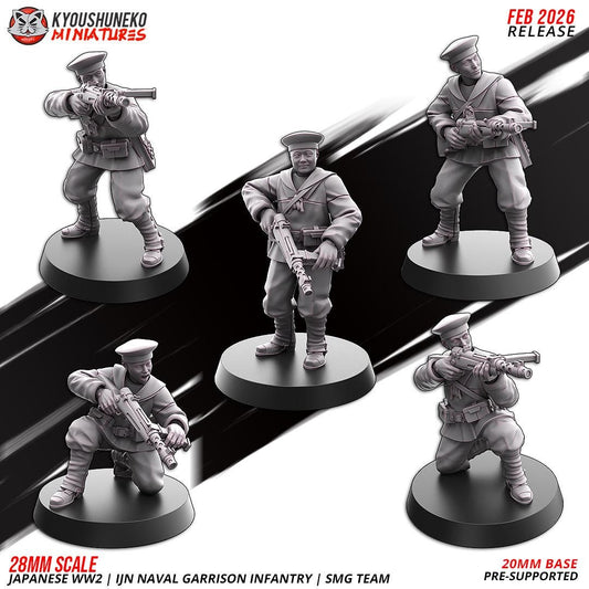 WWII Japanese Naval Garrison Infantry Squad SMGs (10 models) Various Scales Historical Wargaming (US tariffs are pre-paid by us)