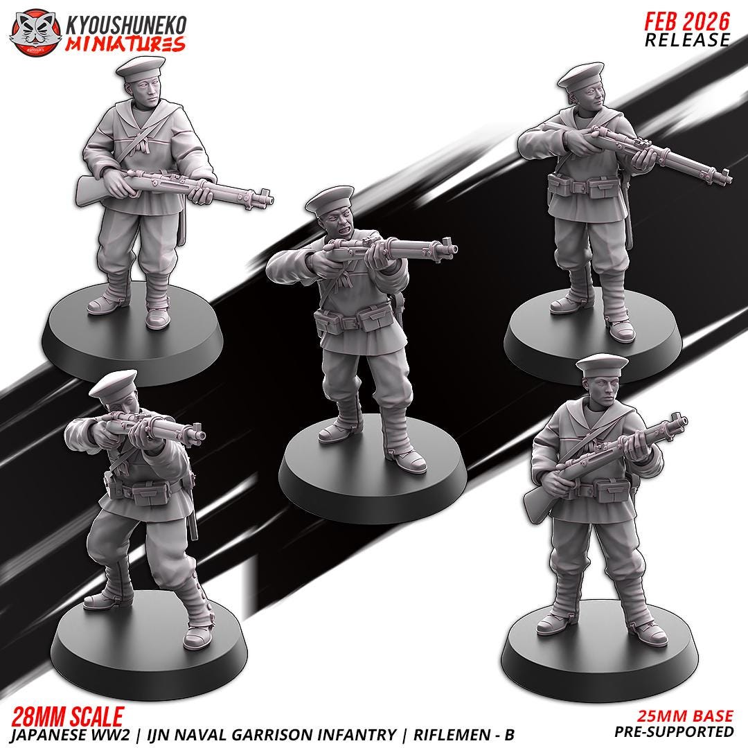 WWII Japanese Naval Garrison Riflemen Squad (10 models) Various Scales Historical Wargaming (US tariffs are pre-paid by us)