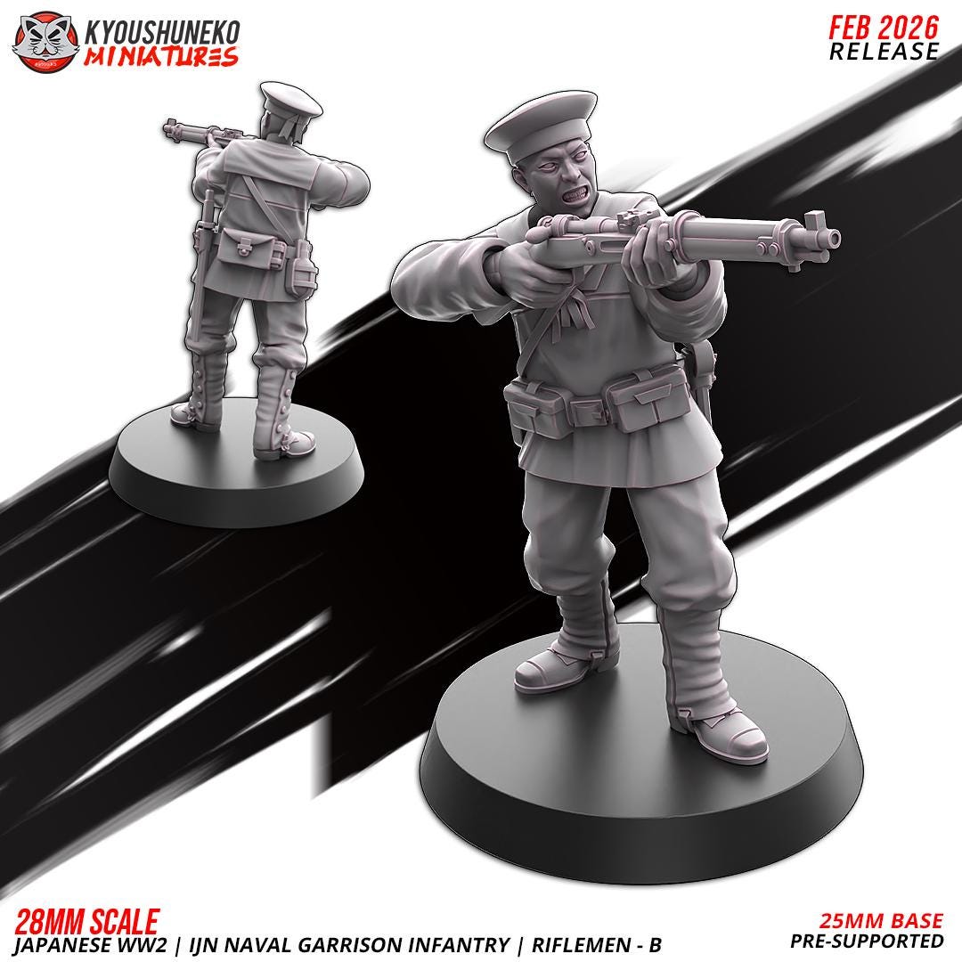 WWII Japanese Naval Garrison Riflemen Squad (10 models) Various Scales Historical Wargaming (US tariffs are pre-paid by us)