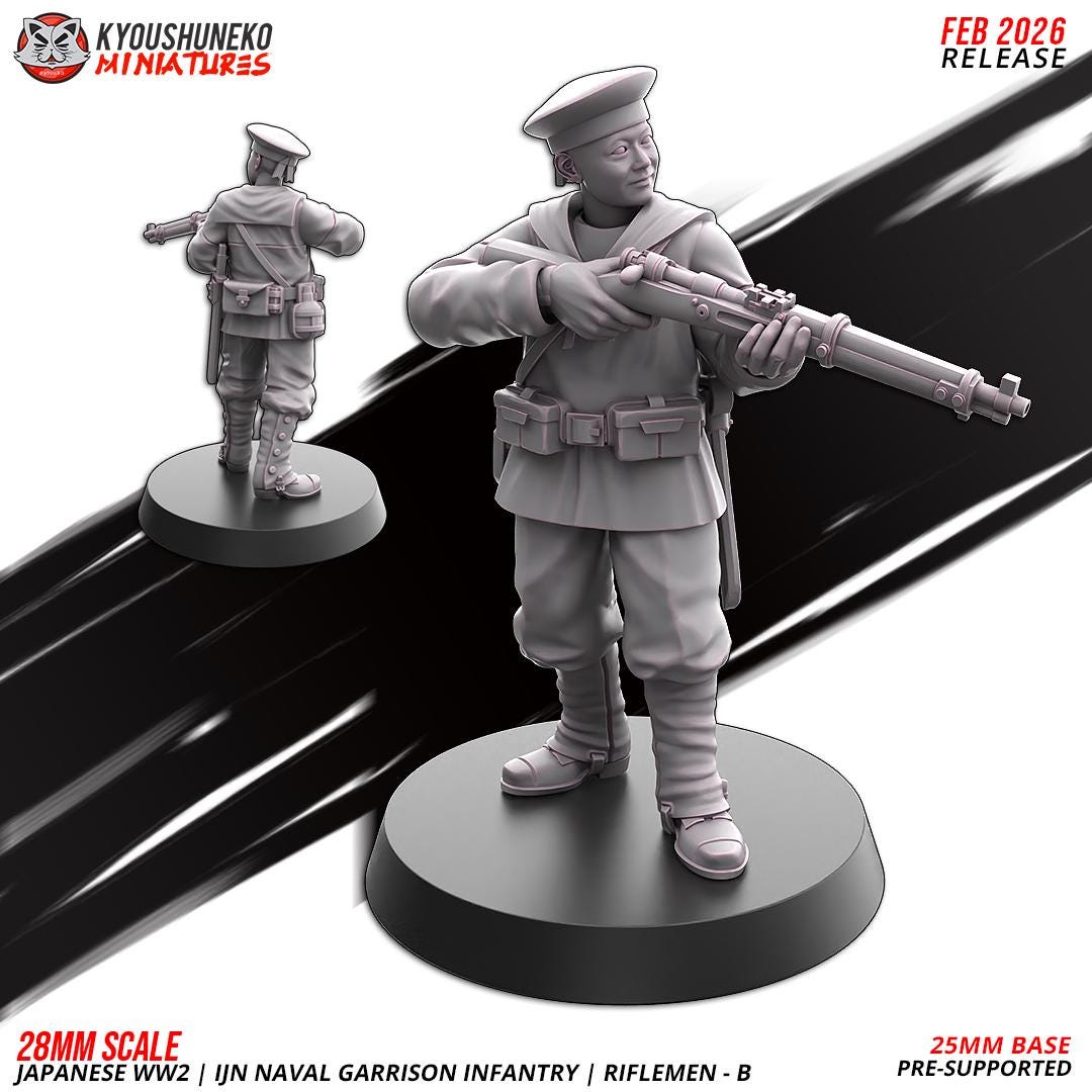 WWII Japanese Naval Garrison Riflemen Squad (10 models) Various Scales Historical Wargaming (US tariffs are pre-paid by us)