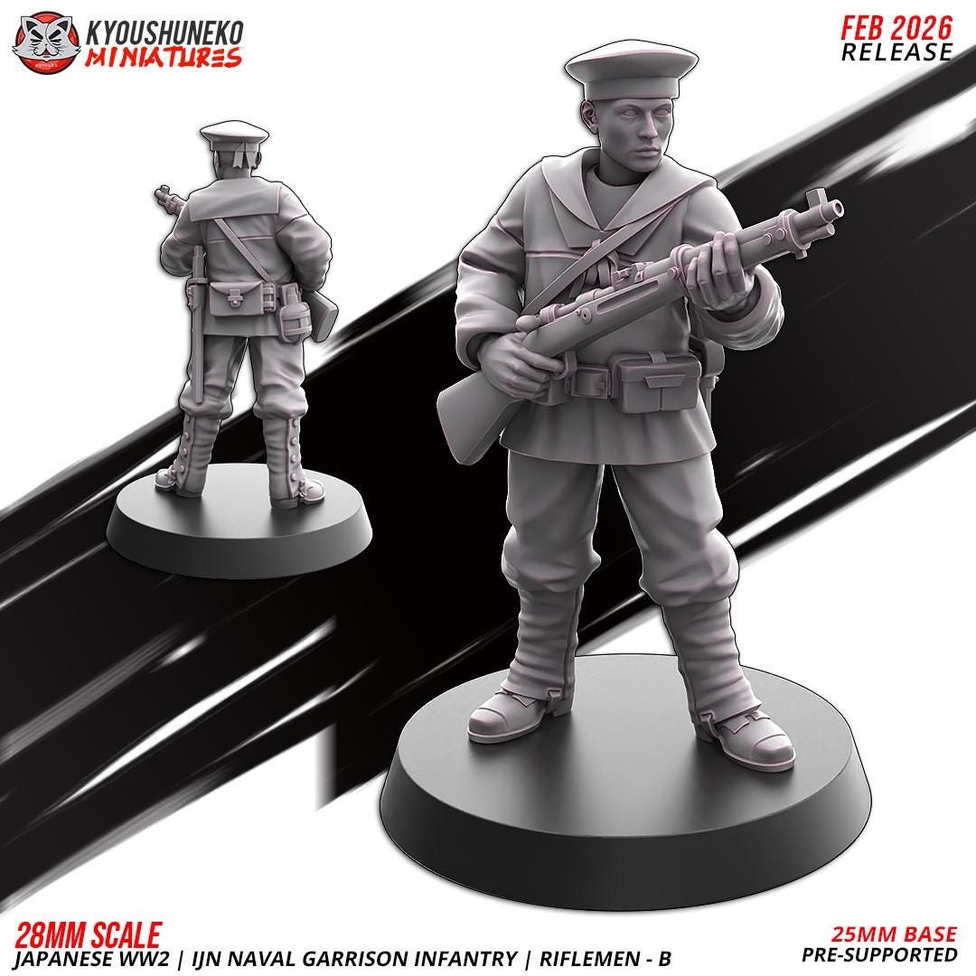 WWII Japanese Naval Garrison Riflemen Squad (10 models) Various Scales Historical Wargaming (US tariffs are pre-paid by us)