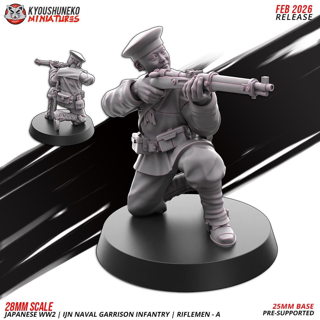 WWII Japanese Naval Garrison Riflemen Squad (10 models) Various Scales Historical Wargaming (US tariffs are pre-paid by us)