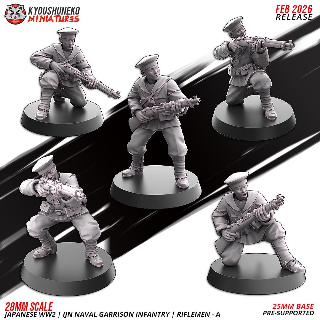 WWII Japanese Naval Garrison Riflemen Squad (10 models) Various Scales Historical Wargaming (US tariffs are pre-paid by us)