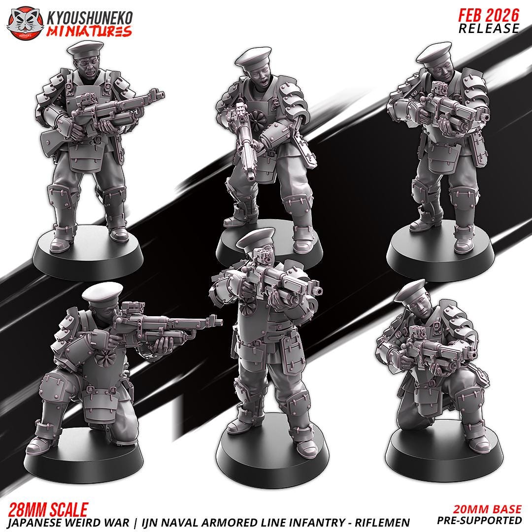 Weird War Japanese Naval Armoured Line Infantry Squad (10 models) Various Scales Historical Wargaming (US tariffs are pre-paid by us)