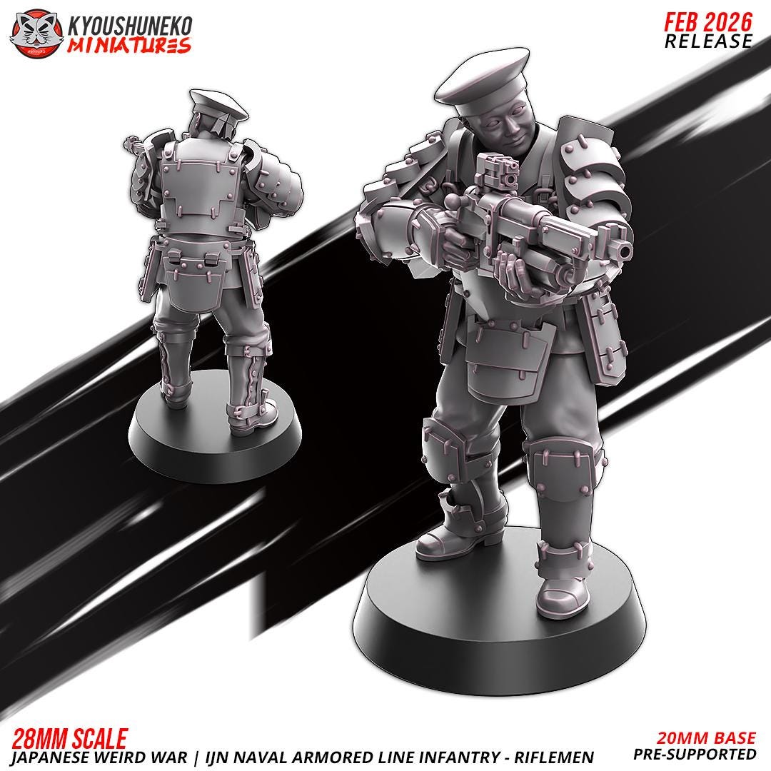 Weird War Japanese Naval Armoured Line Infantry Squad (10 models) Various Scales Historical Wargaming (US tariffs are pre-paid by us)