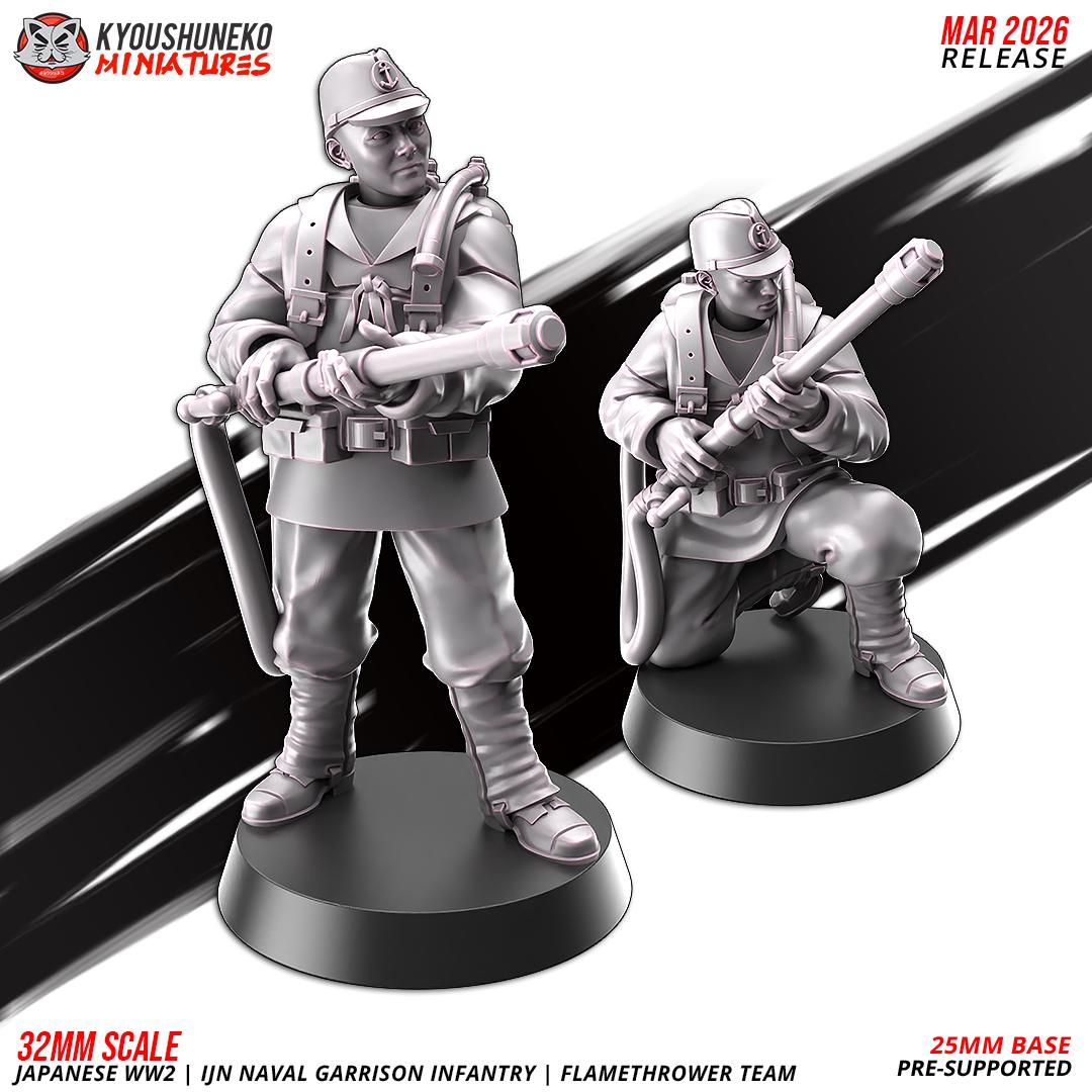 WWII Japanese Navy Garrison Flamethrower Team (2 Models) Various Scales Historical Wargaming (US tariffs are pre-paid by us)