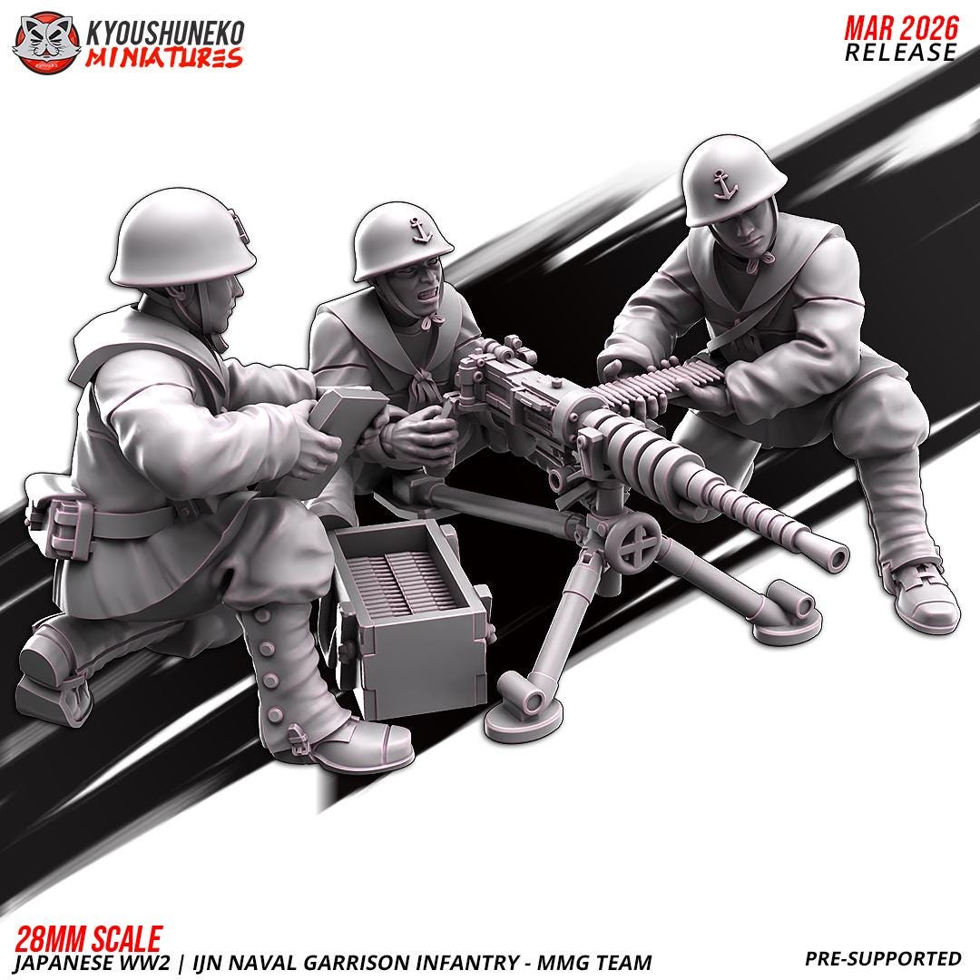 WWII Japanese Naval Garrison MMG Team (3 models) Various Scales Historical Wargaming (US tariffs are pre-paid by us)