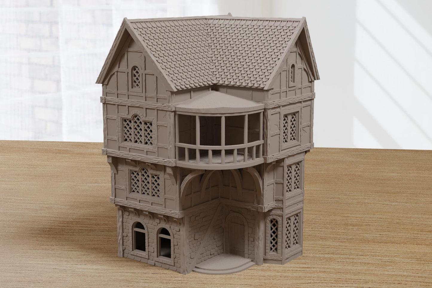 Wargaming Terrain Medieval Night Life District Corner House H4 Various Scales Historical Fantasy (US tariffs are pre-paid by us)