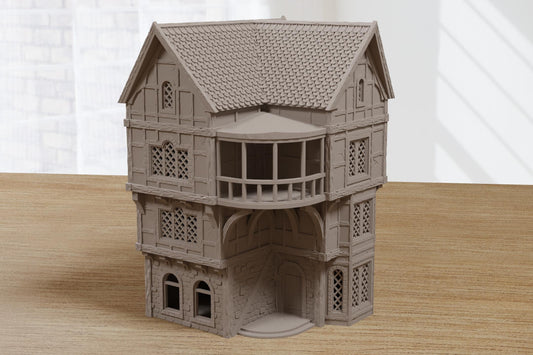 Wargaming Terrain Medieval Night Life District Corner House H4 Various Scales Historical Fantasy (US tariffs are pre-paid by us)