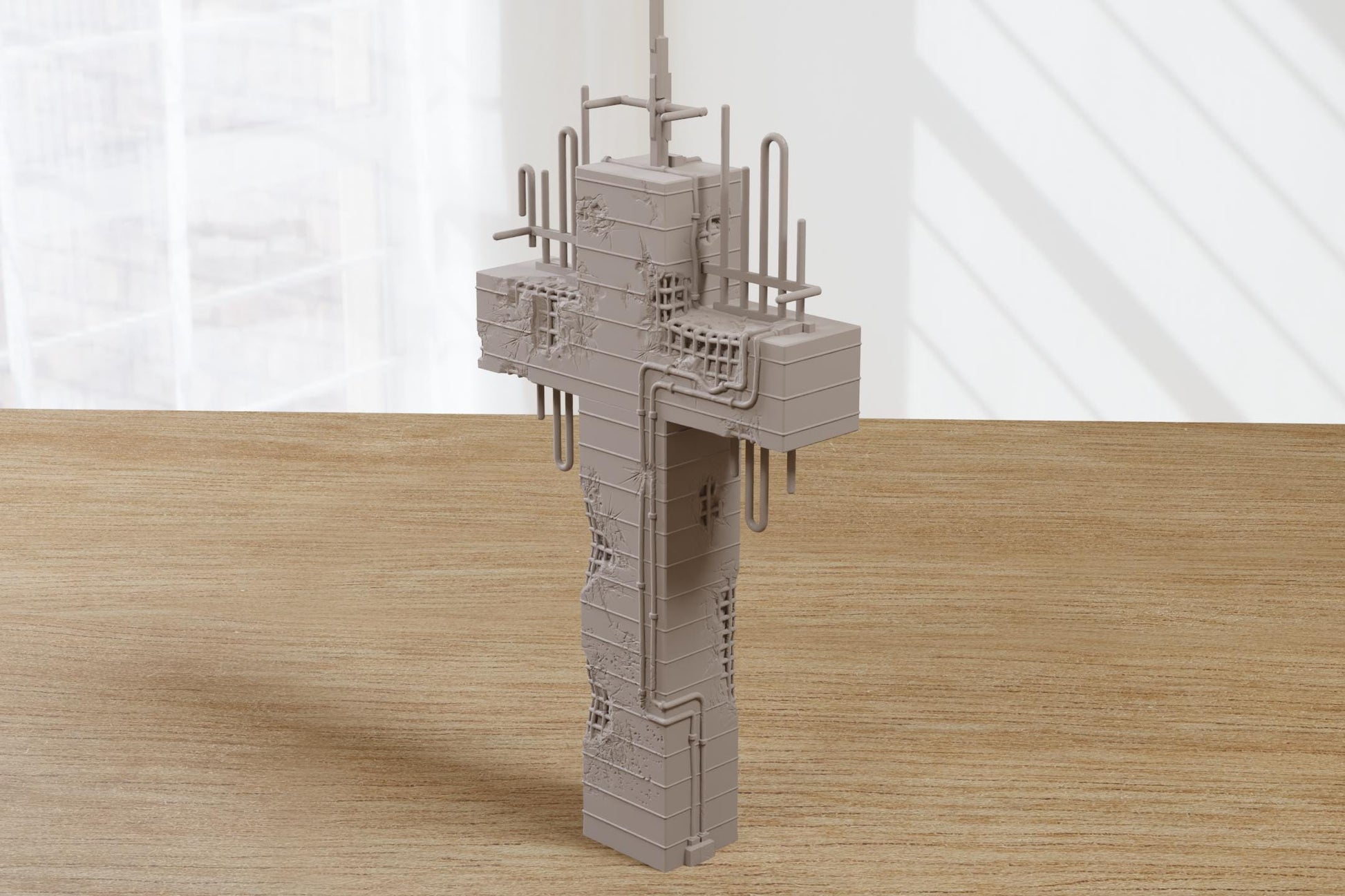 Wargaming Terrain Brutal Cross Ruined Monument Post Apocalyptic SF Terrain (US tariffs are pre-paid by us)