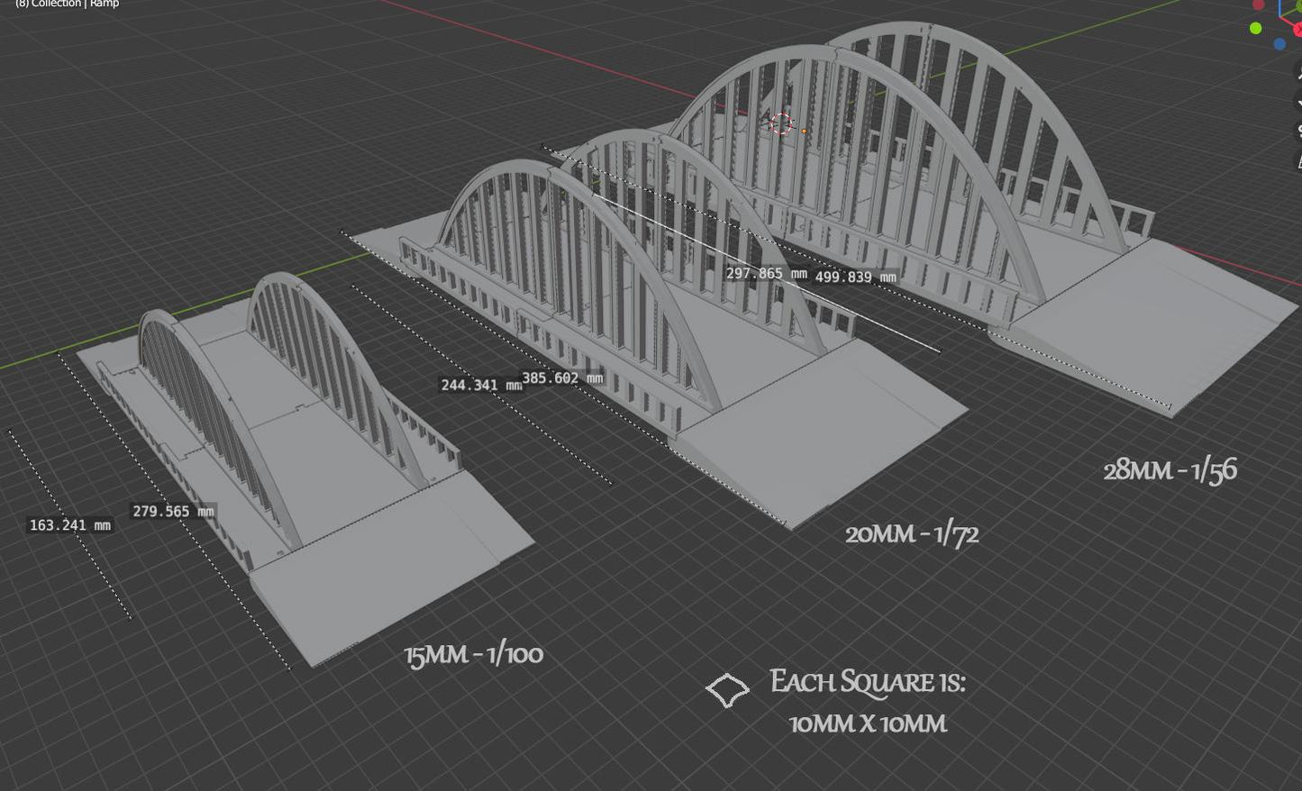 Wargaming Terrain Interlocking Steel Arch Bridge (1 arch segment) Various Scales Historical Wargaming Modern (US tariffs are pre-paid by us)