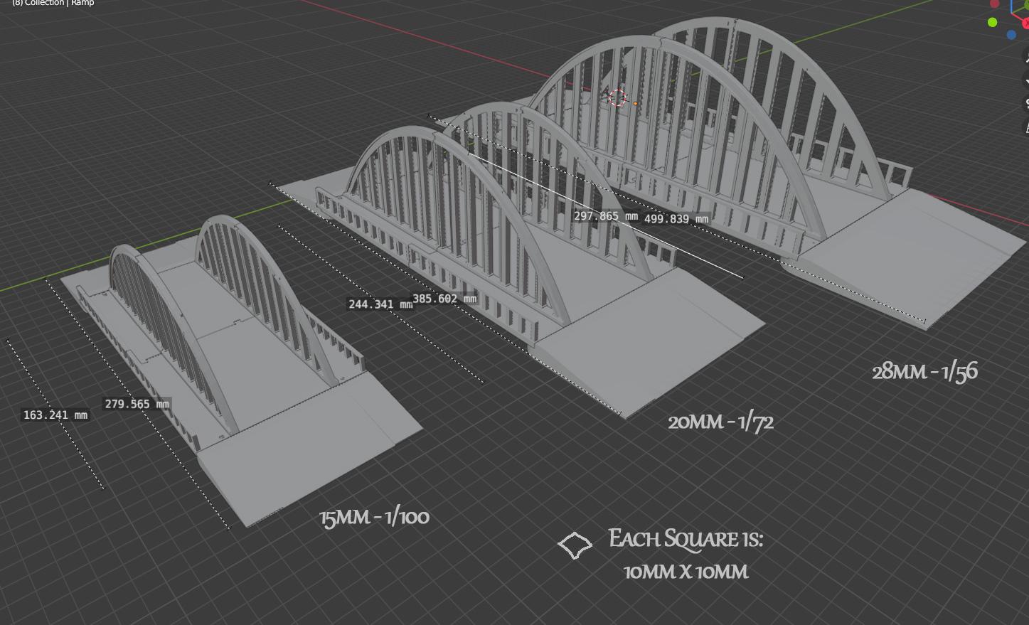 Wargaming Terrain Interlocking Steel Arch Bridge (1 arch segment) Various Scales Historical Wargaming Modern (US tariffs are pre-paid by us)