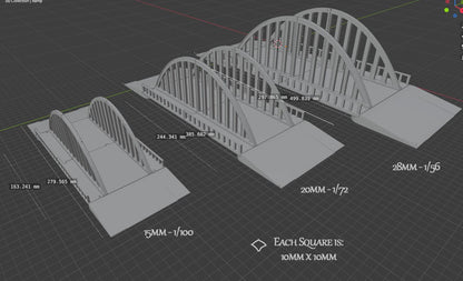 Wargaming Terrain Interlocking Steel Arch Bridge (1 arch segment) Various Scales Historical Wargaming Modern (US tariffs are pre-paid by us)