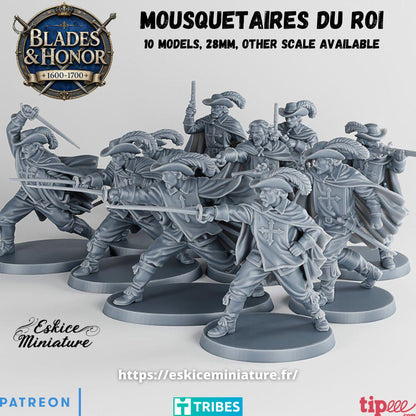 French Musketeers Unit Mousquet Aires du Roi (10 models) Various Scales Historical Wargaming (US tariffs are pre-paid by us)