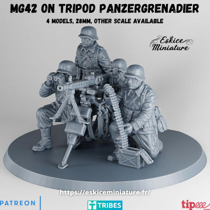 WWII German Panzergrenadier MMG Team (3 models) Various Scales Historical Wargaming (US tariffs are pre-paid by us)