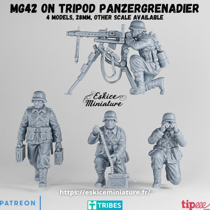 WWII German Panzergrenadier MMG Team (3 models) Various Scales Historical Wargaming (US tariffs are pre-paid by us)