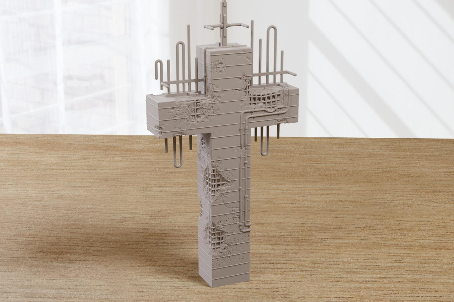 Wargaming Terrain Brutal Cross Ruined Monument Post Apocalyptic SF Terrain (US tariffs are pre-paid by us)