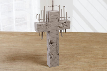 Wargaming Terrain Brutal Cross Ruined Monument Post Apocalyptic SF Terrain (US tariffs are pre-paid by us)