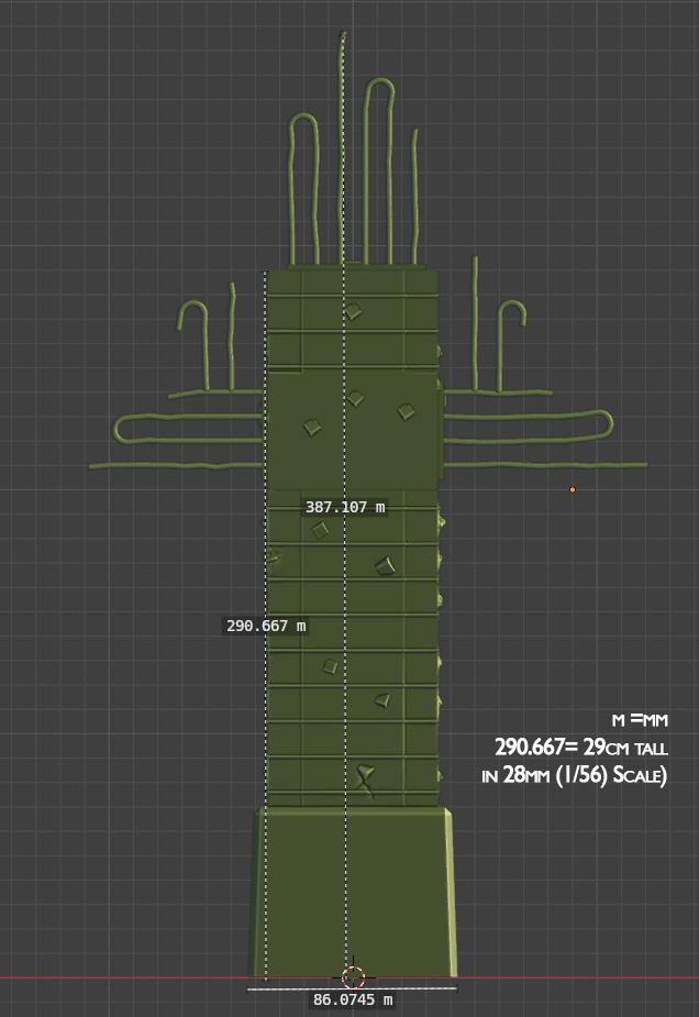 Wargaming Terrain Georgian Brutal Cross Ruined Monument Post Apocalyptic SF Terrain (US tariffs are pre-paid by us)