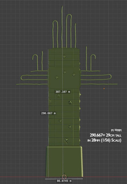 Wargaming Terrain Georgian Brutal Cross Ruined Monument Post Apocalyptic SF Terrain (US tariffs are pre-paid by us)