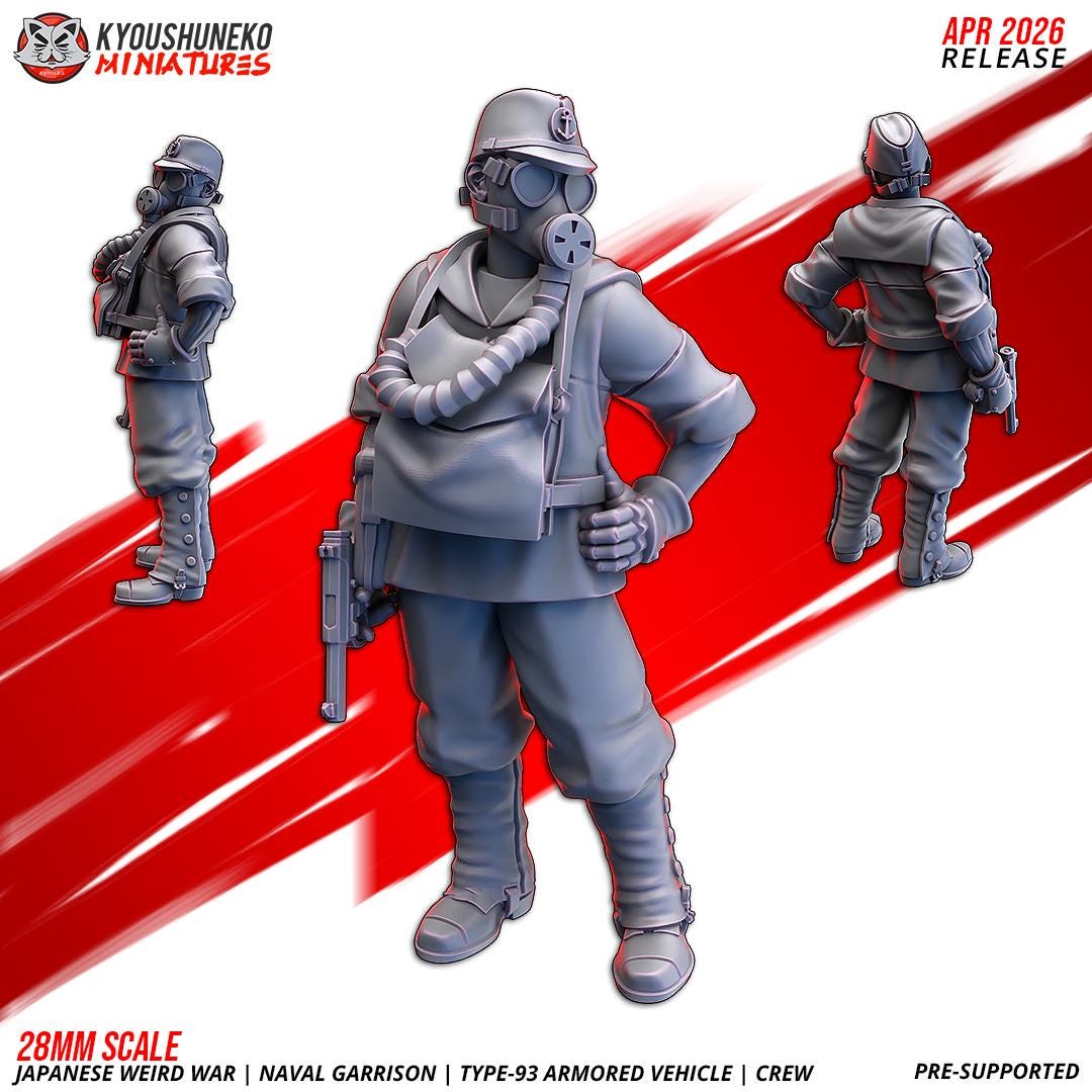 WWII Weird War Japanese Naval Garrison Type 93 Armoured Vehicle Crew (5 models)