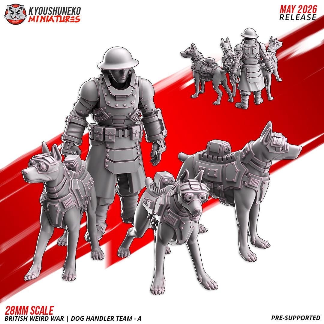 Weird War British War Dog Handler Team (4 models)