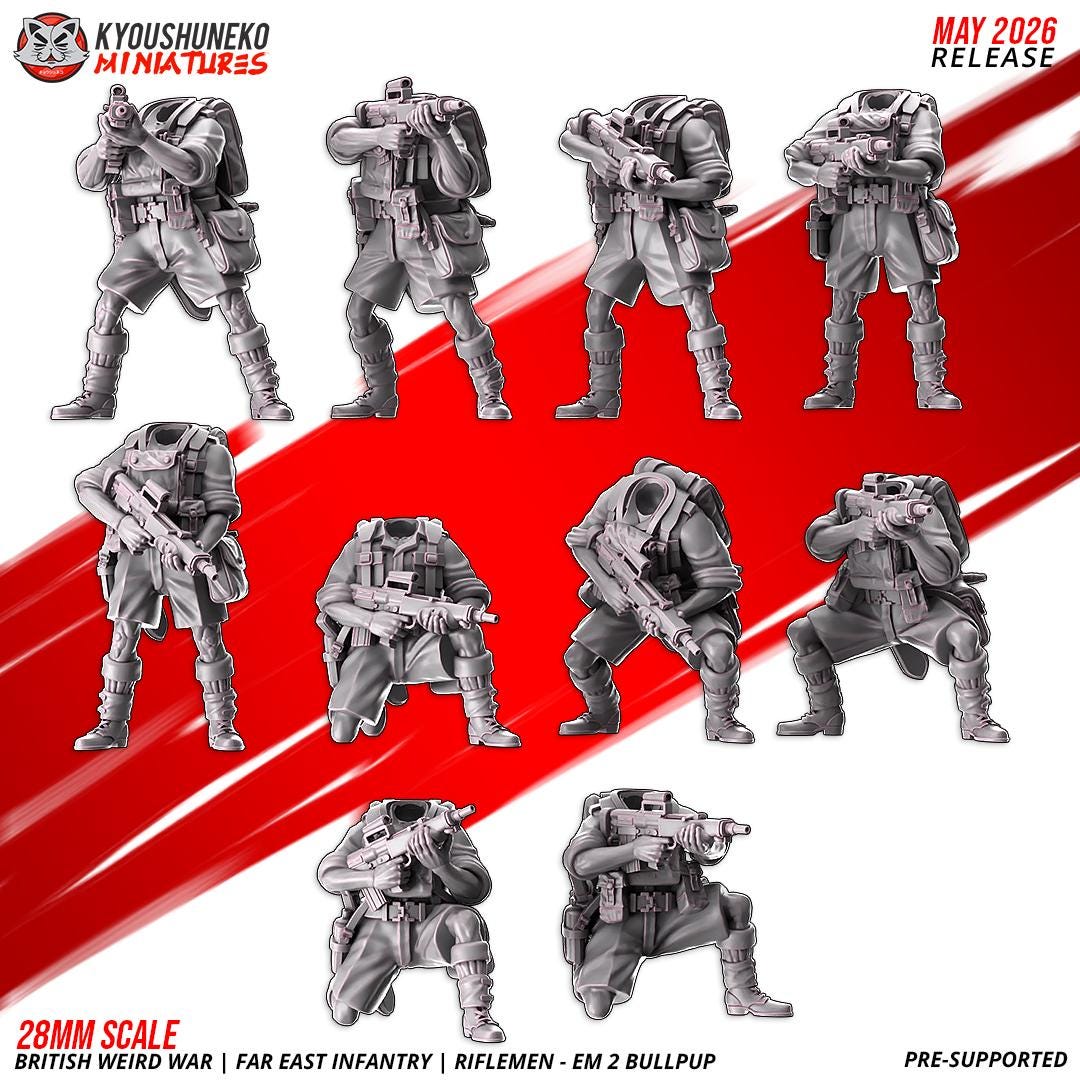 Weird War British Far East Bullpup Infantry Squad (10 models) Various Scales