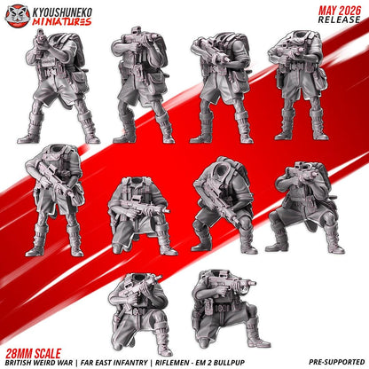 Weird War British Far East Bullpup Infantry Squad (10 models) Various Scales