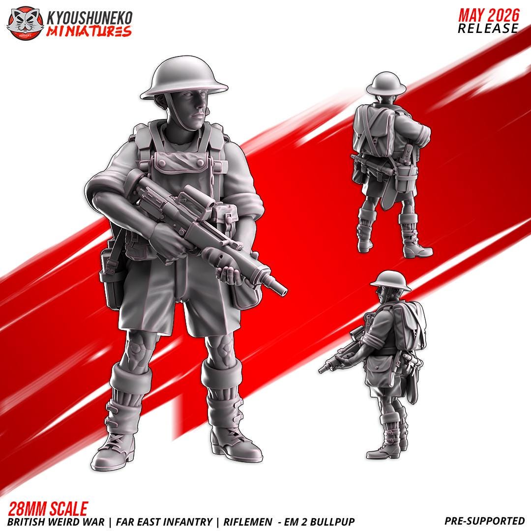 Weird War British Far East Bullpup Infantry Squad (10 models) Various Scales