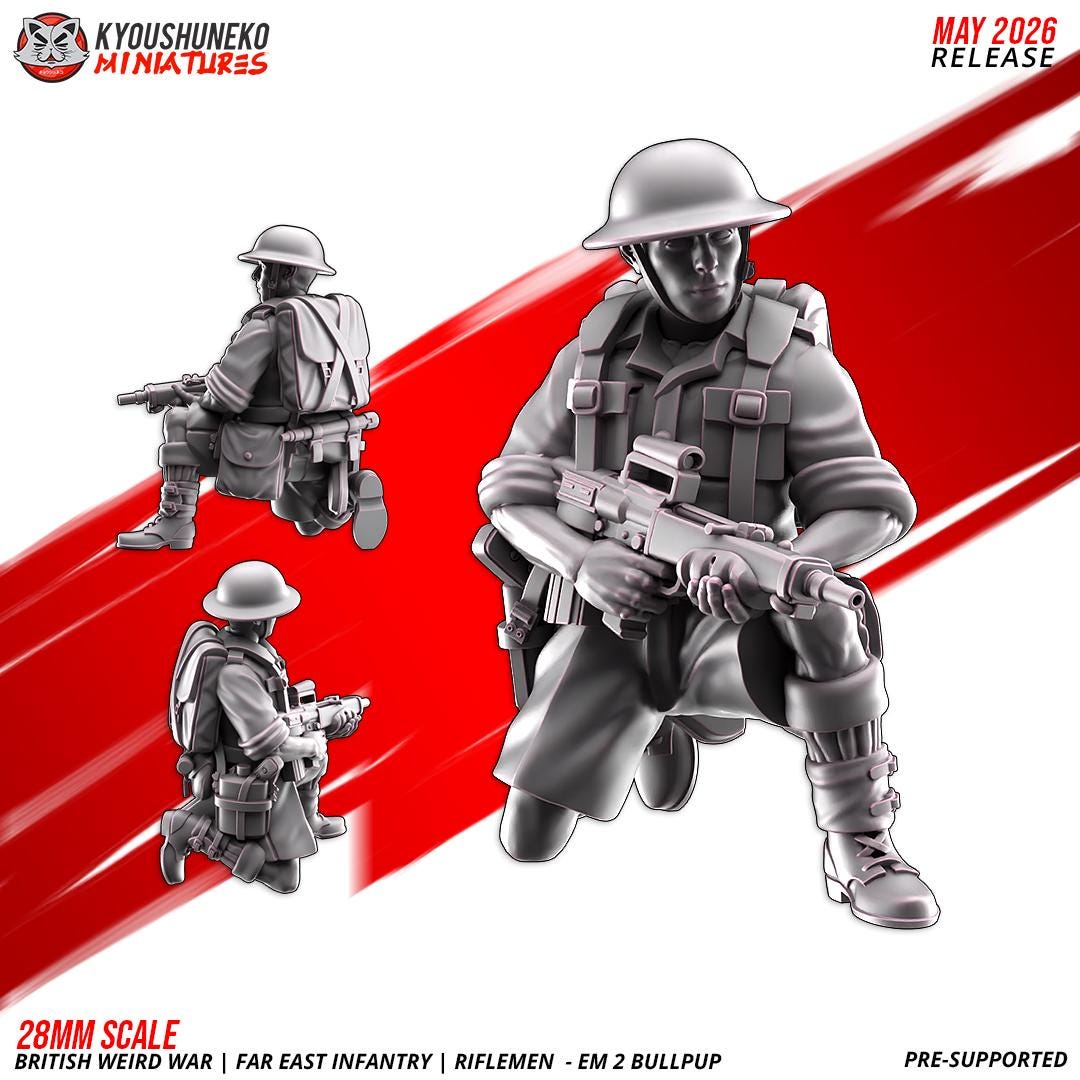 Weird War British Far East Bullpup Infantry Squad (10 models) Various Scales