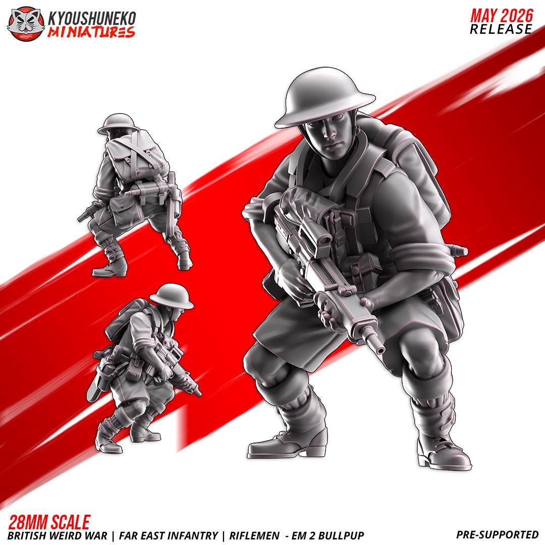 Weird War British Far East Bullpup Infantry Squad (10 models) Various Scales