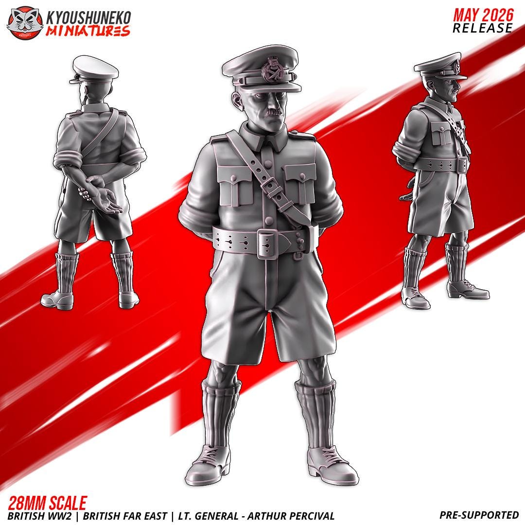 WWII British Far East Lt General Arthur Percival with Bodyguards (3 models) Various Scales