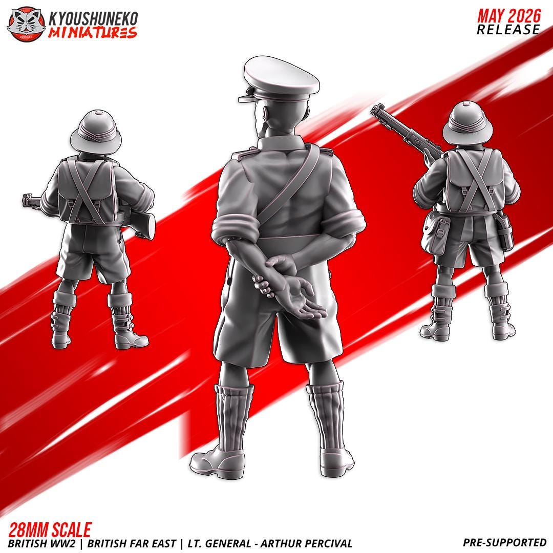 WWII British Far East Lt General Arthur Percival with Bodyguards (3 models) Various Scales
