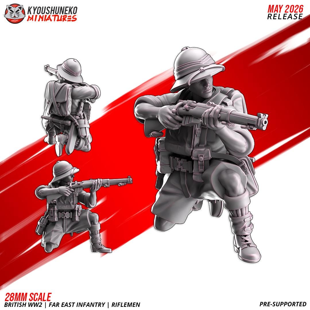 WWII British Far East Infantry Squad (10 models) Various Scales