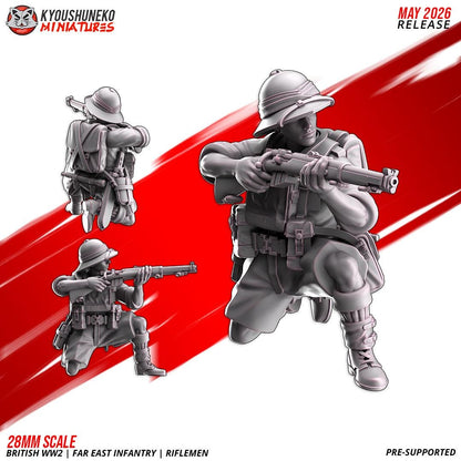 WWII British Far East Infantry Squad (10 models) Various Scales