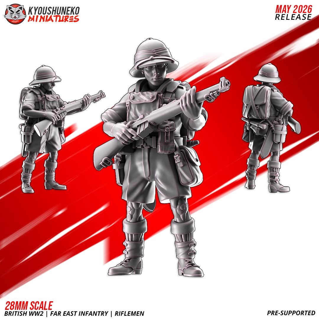 WWII British Far East Infantry Squad (10 models) Various Scales