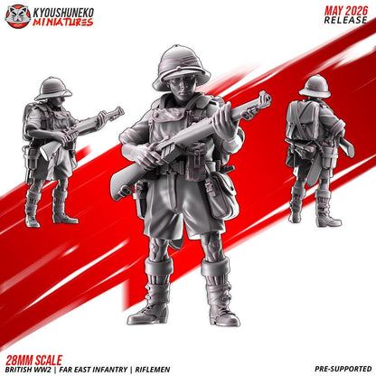 WWII British Far East Infantry Squad (10 models) Various Scales