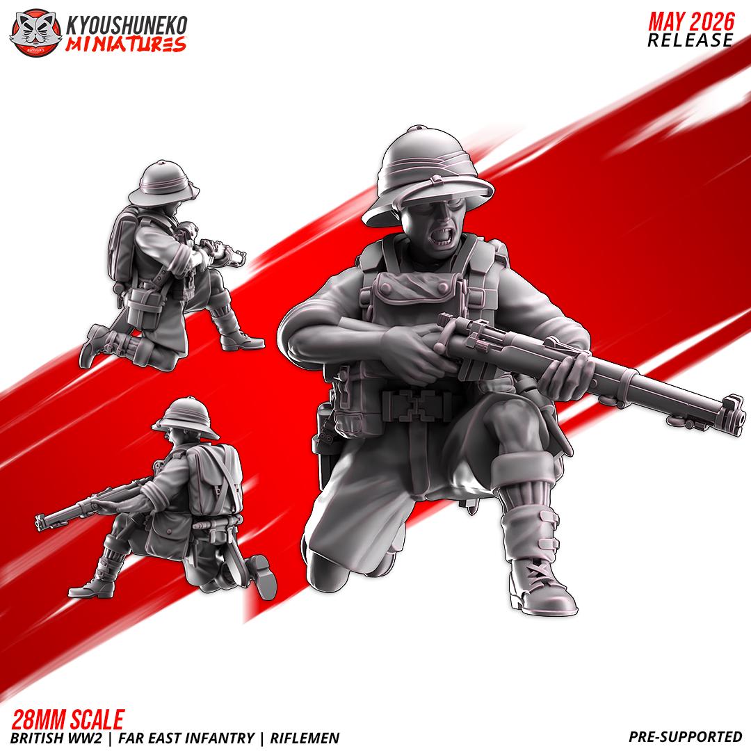 WWII British Far East Infantry Squad (10 models) Various Scales