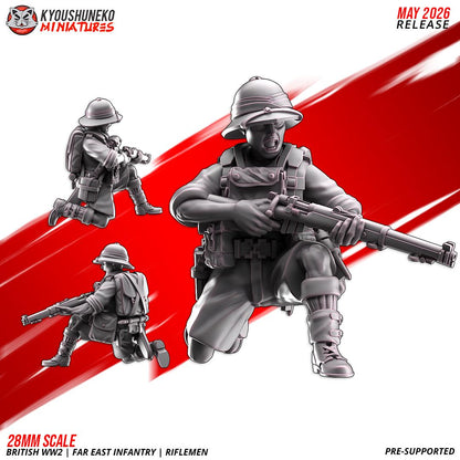 WWII British Far East Infantry Squad (10 models) Various Scales