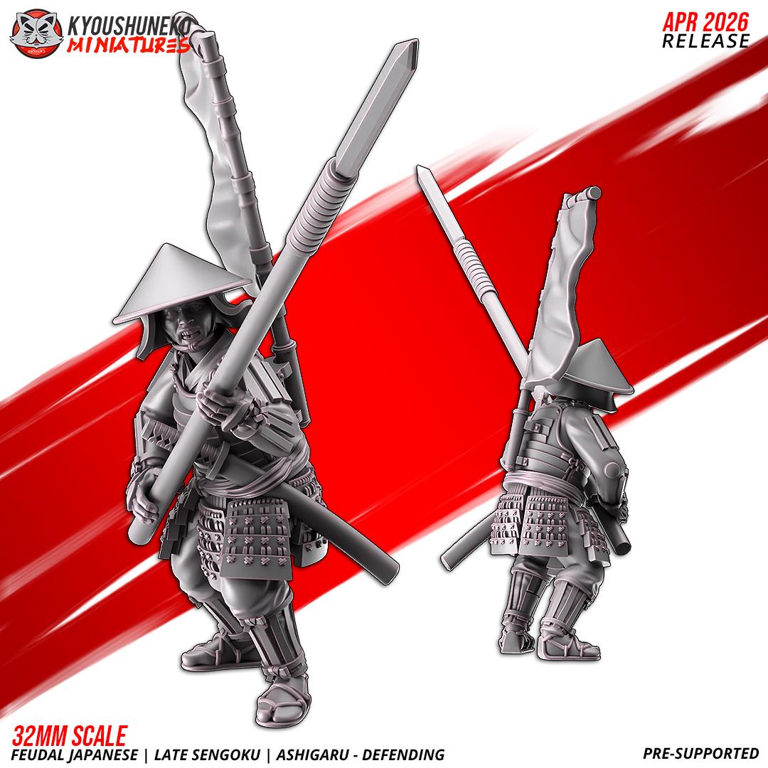 Feudal Japanese Late Sengoku Ashigaru Defending Unit (10 models) Various Scales