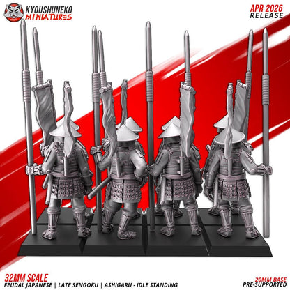 Feudal Japanese Late Sengoku Ashigaru Standing Unit (10 models) Various Scales