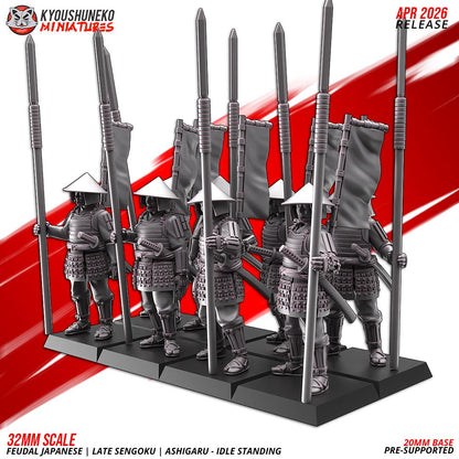 Feudal Japanese Late Sengoku Ashigaru Standing Unit (10 models) Various Scales
